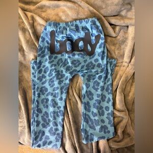 BODYBYRAVEN Blue Leopard Print Set 
Top- xs 
Pants- xs (straight)